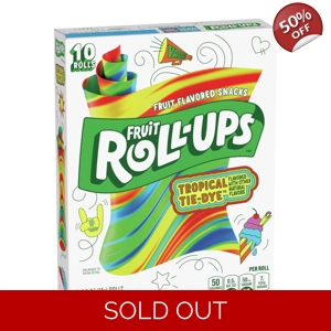 Fruit Roll-Ups Tropical Tie-Dye Snacks - 5oz - 10 Rolls - 141g Box